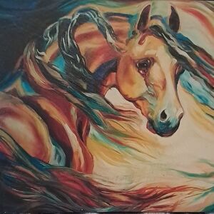 Dynamic Multicolor Horse Canvas Art